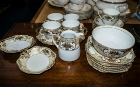 Quantity of Noritake Porcelain in white ground with gilt decoration, comprising five teacups,