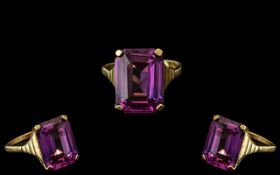 18ct Gold - Superb Quality and Stunning Single Stone Amethyst Set Statement Ring.