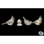 Royal Copenhagen Fine Collection of Hand Painted Porcelain Bird Figures of Small Size ( 4 ) Figures