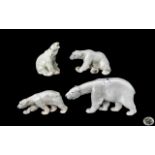 Royal Copenhagen and Bing and Grondahl Fine Quality Collection of Porcelain Polar Bear Figures ( 4