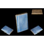 Art Deco Period Healson Superb Quality Blue Enamel on Gold Tone Ladies Cigarette Case.