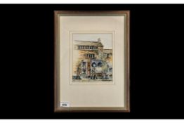 Watercolour Drawing of the Post Office at Delph Lancashire, by Tom Rutherford; mounted, framed and