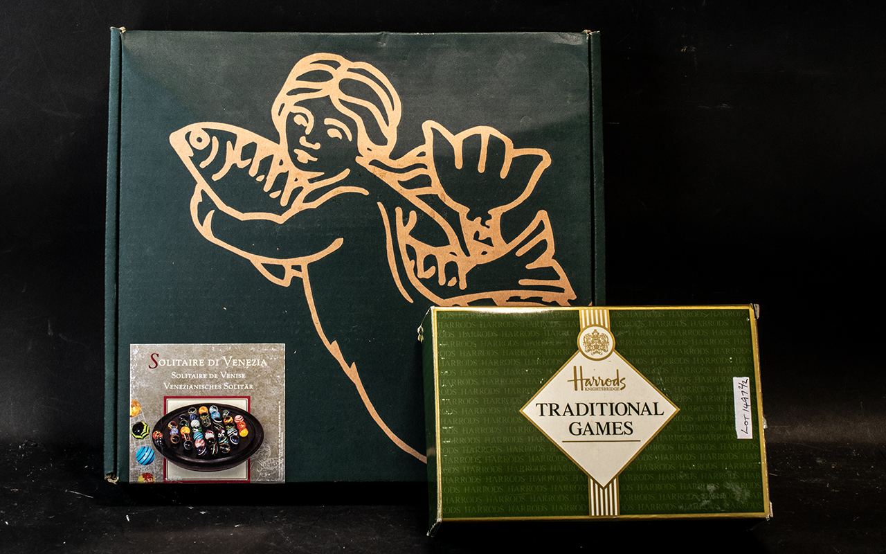 Harrods Traditional Games in original box, together with Solitaire di Venezia boxed game.
