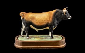 Royal Worcester - Superb Ltd Edition Hand Painted Ceramic Figure - Raised on a Wooden Plinth '