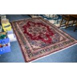 Genuine Persian Carpet in Rich Pink Ground, with overall pattern, measures 295 x 195 cms. As new.