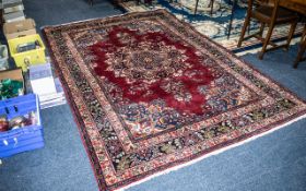 Genuine Persian Carpet in Rich Pink Ground, with overall pattern, measures 295 x 195 cms. As new.