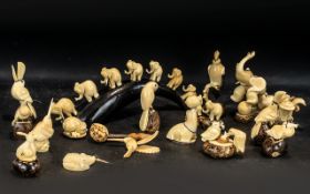 Collection of Tagua Nut Amazonian Hand Made Figures, environmentally friendly vegetable ivory.