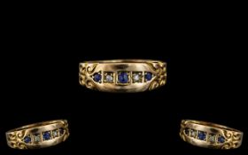 Ladies 14ct Gold Dress Ring Set With Sapphire And Diamond, Stamped 525, Gross Weight 2.