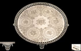 Goldsmiths Alliance Cornhill - London Superb Quality Sterling Silver Footed Salver With Beautiful