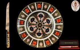 Royal Crown Derby Large - Imari Pattern Gold Banded Cabinet Plate. Pattern No 1128 & Date Mark 1982.