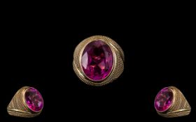 Continental 14ct Gold Ladies Large Pink Gem Set Dress Ring, Central Gem 15mm x 12mm, Unmarked,