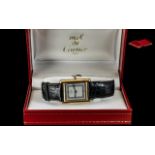 A Must de Cartier Paris Tank Wristwatch silver gilt watch number to back and hallmarked 6 81006