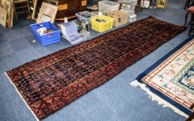 A Genuine Excellent Quality Persian Large Blue Ground Iranian Runner, measures 380 x 108 cms,