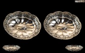 Walker and Hall Fine Quality Pair of Sterling Silver Open-work Bon Bon Dishes.