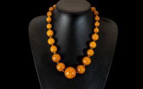 An Amber Style Graduating Bead Necklace, butterscotch coloured with gold coloured bead spacers.