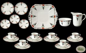 Shelley - Art Deco Period Fine Quality ( 29 ) Piece Part Tea Service. c.1912 - 1915.