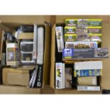 Two boxes of military scale model kits; including Tamiya 1:35 scale LRDG Command Car