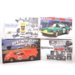 Four Gunze Sangyo and Protar 1:24 scale model kits including Lotus Elan S3 and Ferrari 250GTO etc