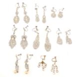 Eight pairs of vintage paste set earscrews in the antique style.