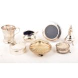 A selection of silver items, to include a cup, condiment set etc.