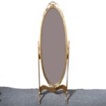 A gilt framed cheval mirror.