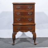 Pair of mahogany effect bedside cabinets and a small chest on stand