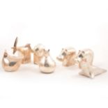 Seven Dansk white metal animal desk ornaments/ paperweights