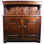 Welsh joined oak court cupboard, 17th Century,