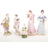 Five Continental porcelain figures, including Meissen
