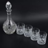 Cut glass bowl, drinking glasses