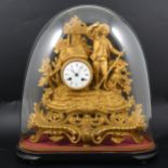 19th Century French gilt spelter mantel clock with dome.