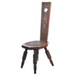 Carved oak spinning chair