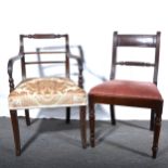 Regency mahogany elbow chair, and a mahogany side chair.