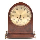 A mahogany cased twin train shelf clock