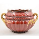 Large majolica style 'Ruby ware' jardiniere retailed by Thomas Goode