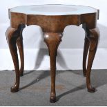 Walnut occasional table, painted top