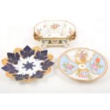 Two Meissen cabinet plates and a Continental centre bowl