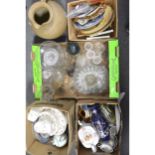 Five boxes of assorted household ceramics and glass