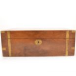 A Victorian walnut and brass bound writing box