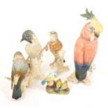 Three large Karl Ens porcelain bird models, and other bird groups.