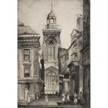 Six signed etchings of Northampton town, H W Keyte, J S Adams, E Mahoney.