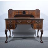 Edwardian mahogany desk, and an associated stool