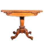 Victorian walnut pedestal card table,