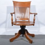 Oak swivel office chair