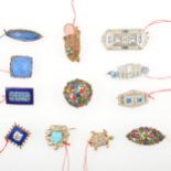 Twelve miniature Art Deco paste set costume jewellery brooches.