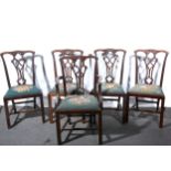 Set of seven George III style mahogany dining chairs and a similar elbow chair