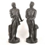 After Charles Masse - two patinated spelter sculptures of Wellington and Admiral Nelson.