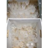 Two boxes of assorted cut glass stemware