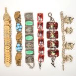 Twelve kitsch costume jewellery bracelets, Italian novelty enamel, ivorine,