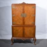 Burr walnut cocktail cabinet